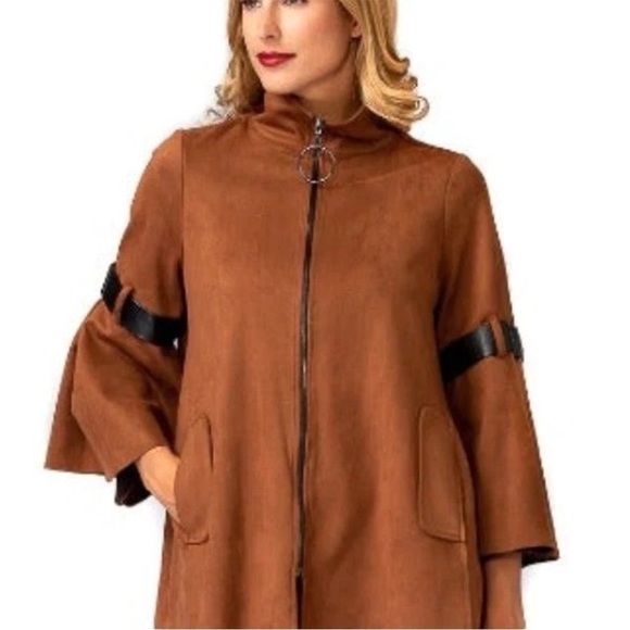 Joseph Ribkoff Jacket Faux Suede Vegan Leather - Picture 1 of 6